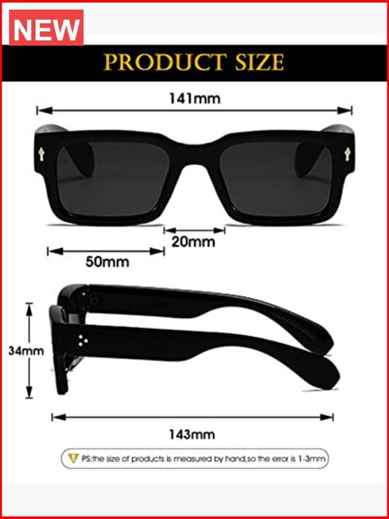 Chunky Square Frame Sunglasses UV400 Protection for Women Men main image 6